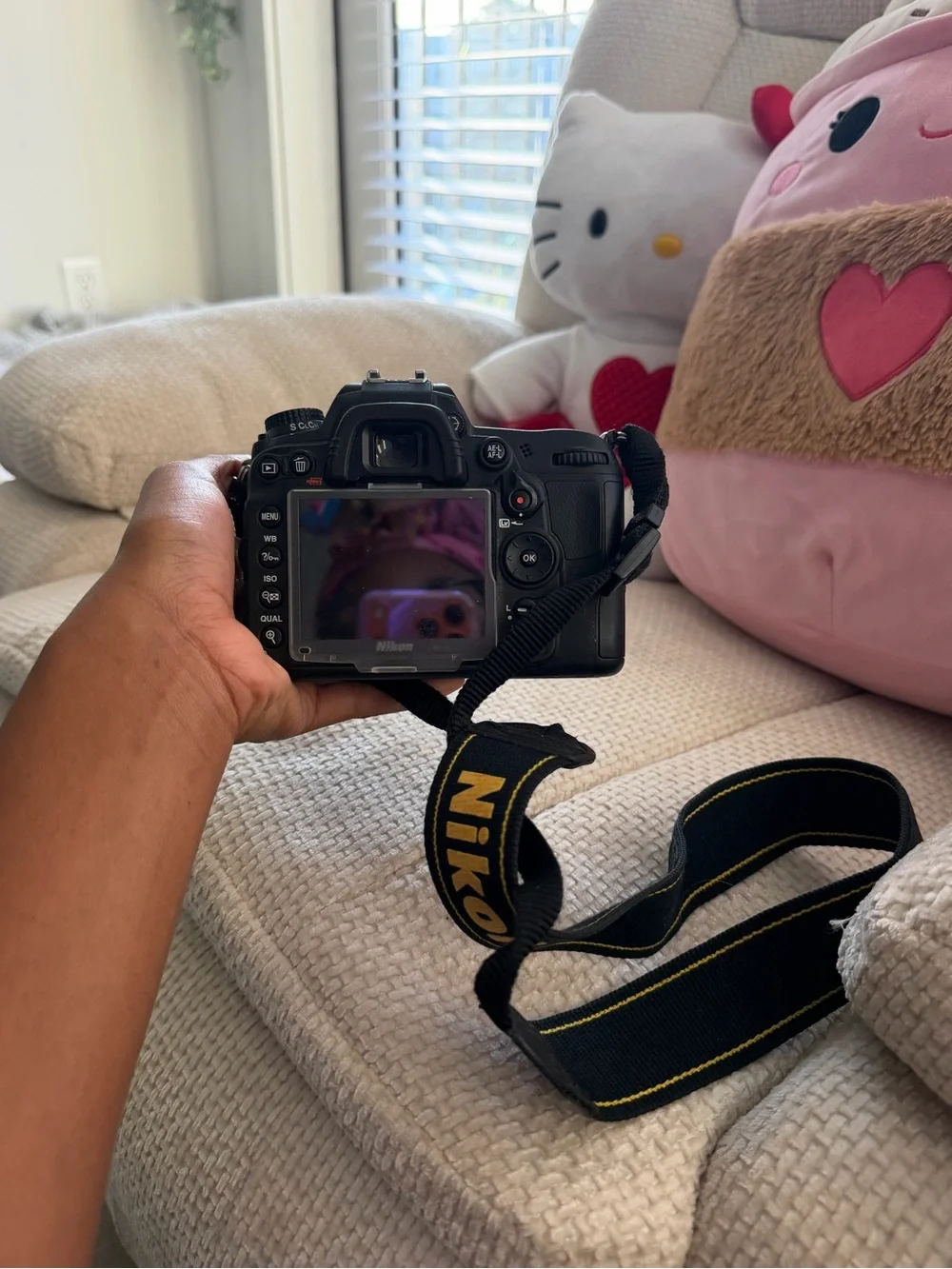 Nikon D7000 DSLR Camera Body in Black with Yellow-Trim Strap